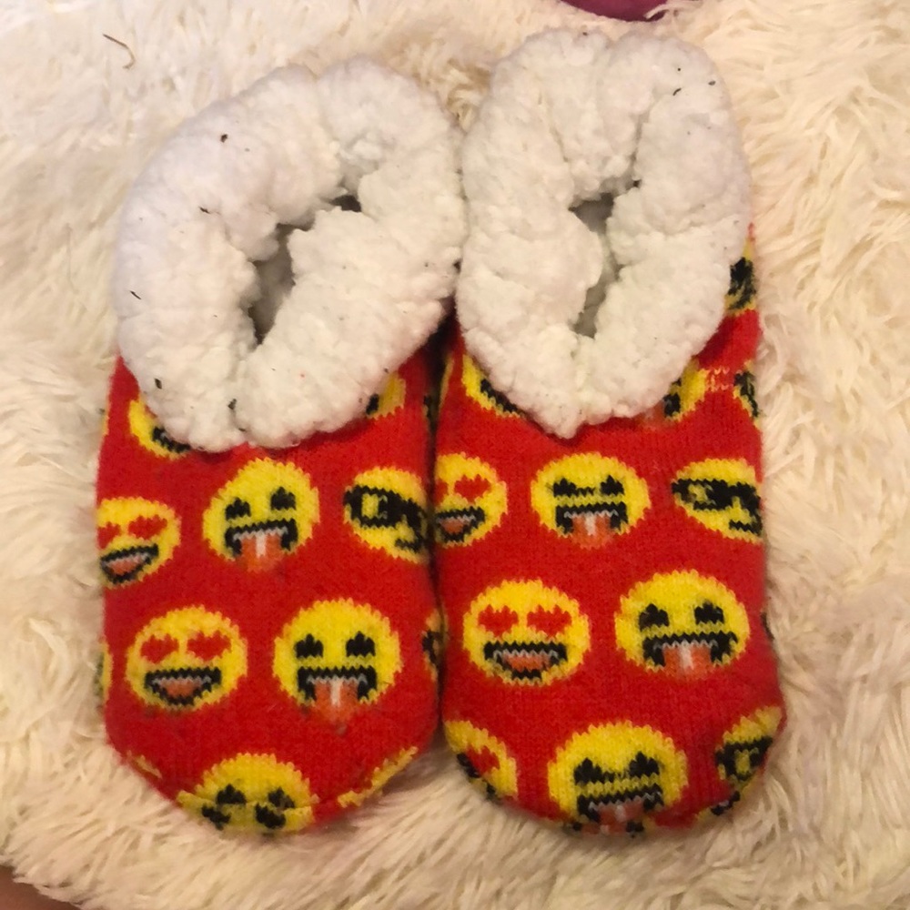 Cute red emoji slippers